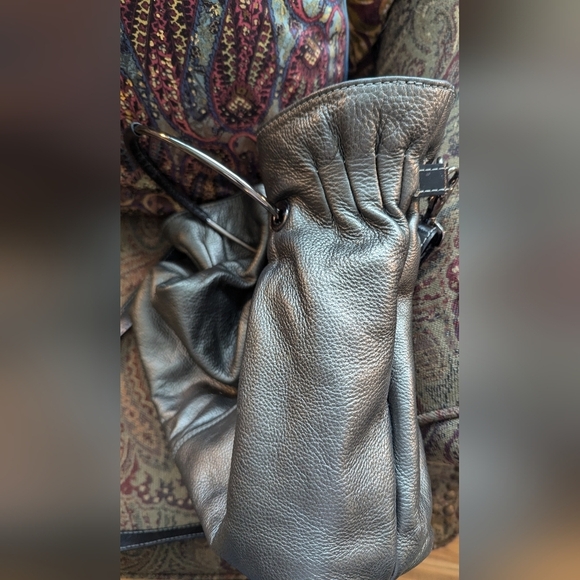 Vintage Nino Bossi Leather Convertible Bag In Grey Pewter Leather - Picture 5 of 16
